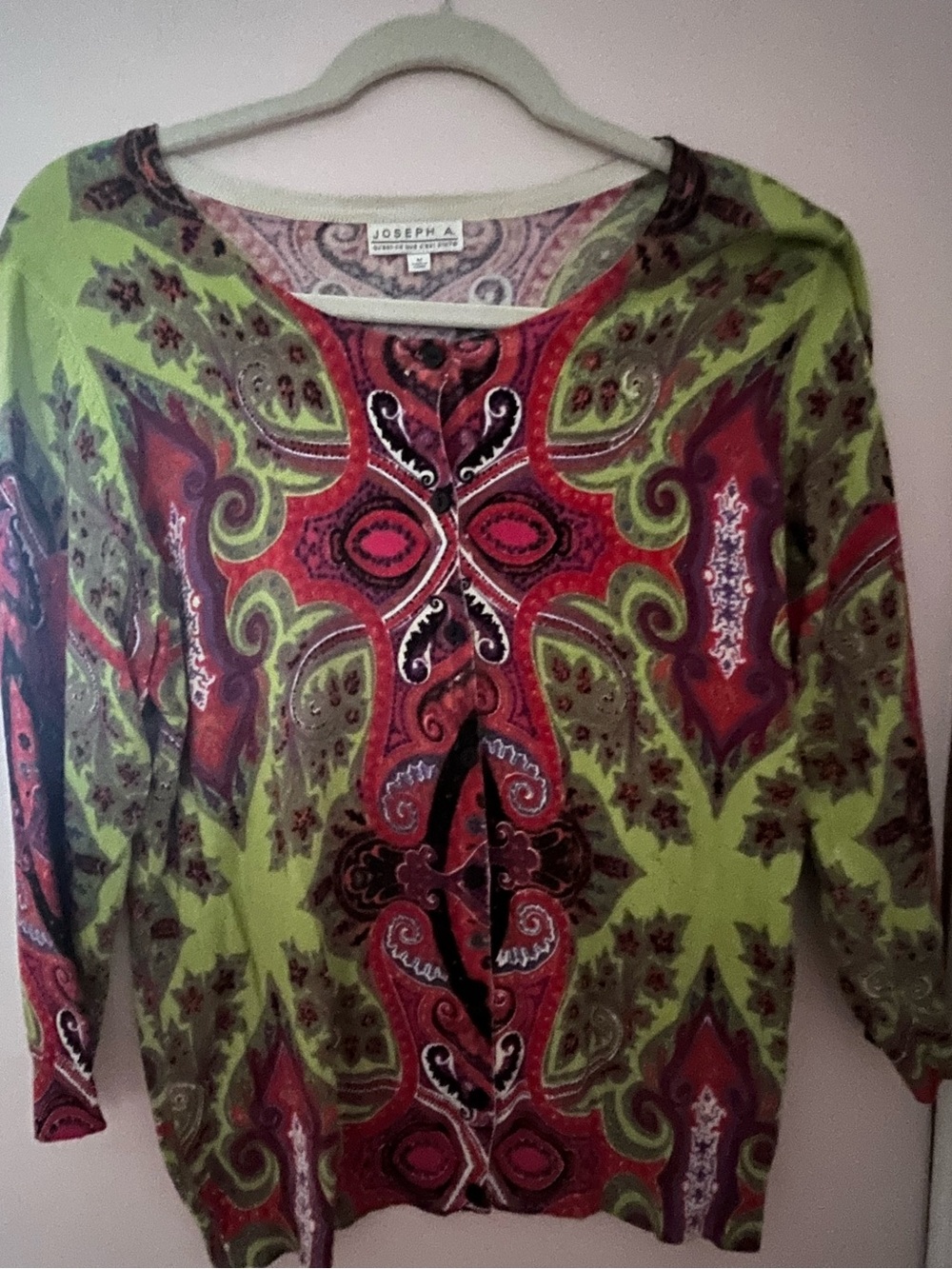 Joseph A. Paisley Long-Sleeve Sweater. M. Retro. Colorful. Y2K. Lizzie McGuire.